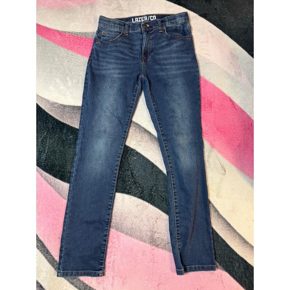 Lazer/Co Womens Slim Straight Leg Jeans Medium Wash Blue Denim Size 12